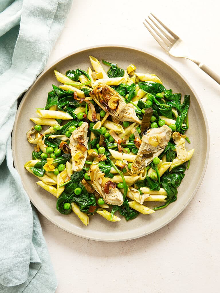 Roasted artichoke scampi
