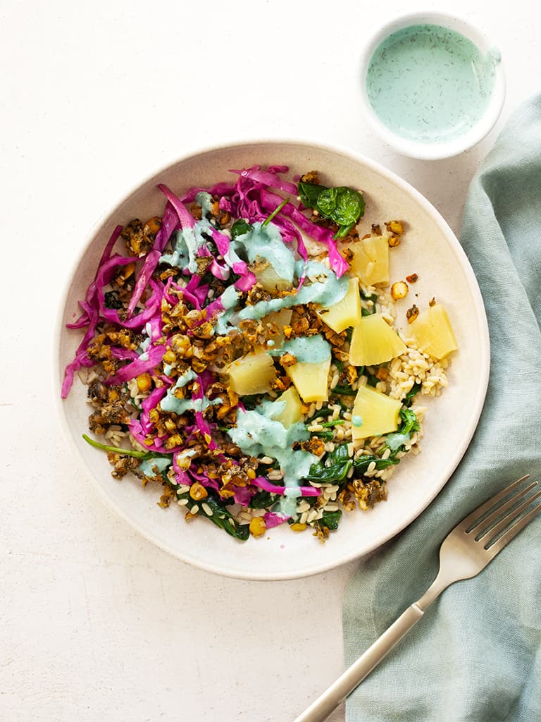Blue lagoon falafel bowl